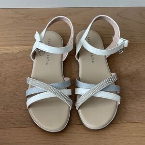 Kelly & Katie White and Silver Girls' Rhinestone Strap Sandals